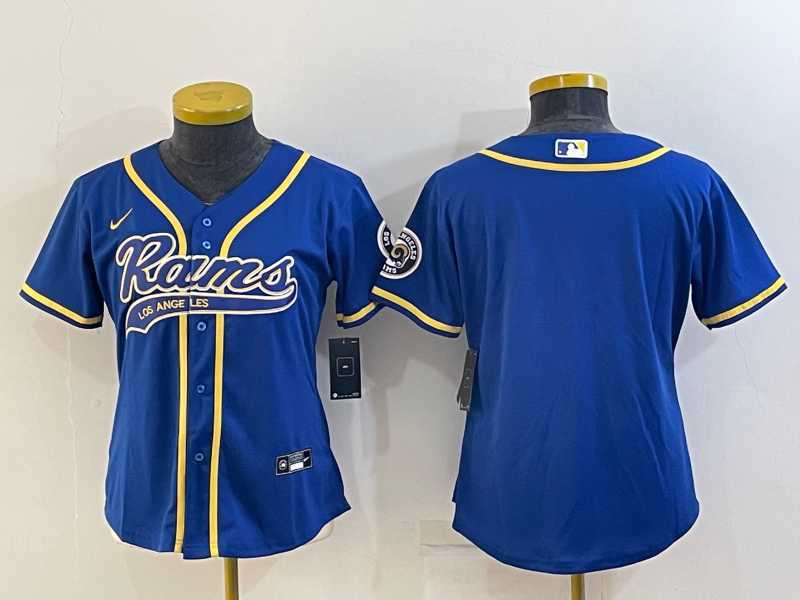 Womens Los Angeles Rams Blank Royal With Patch Cool Base Stitched Baseball Jersey